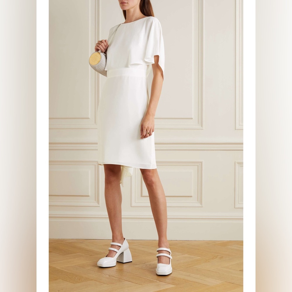 Halston Cape-effect crepe de chine mini dress - Worn Once.